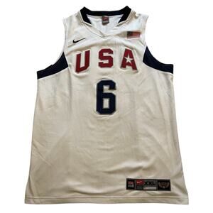 XXL LeBron James Team USA 2008 Olympics NBA Basketball Jersey #6 White